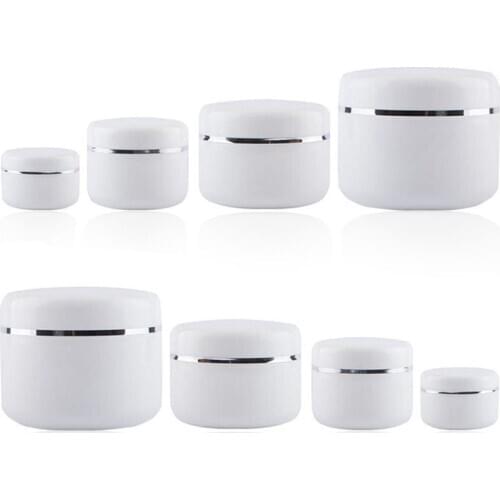 5Pcs 20g 30g 50g 100g 250g Plastic Makeup Jar Pot Refillable Sample Bottle Travel Face Cream Lotion Cosmetic Container White