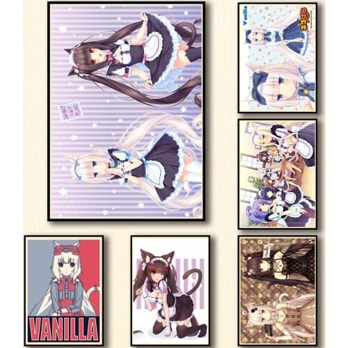 50 Designs Game Anime Nekopara Whitepaper Poster Artwork Fancy Wall Sticker for Coffee House Bar A3