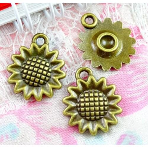 50pcs Charms sunflower flower 16.5*17.6MM Antique Bronze Plated pendant fit,Vintage DIY bracelet necklace