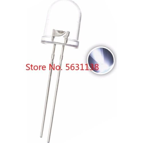 50pcs LED chip 10mm White Transparent 20mA 3V Ultra Bright Round 10 mm LEDS Light Emitting Lamp Water Clear Through Hole Bulb