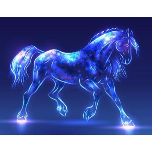 5D DIY Diamond Painting "Fluorescent horse" Embroidery Full Square Diamond Cross Stitch Rhinestone Mosaic wedding decor WG108