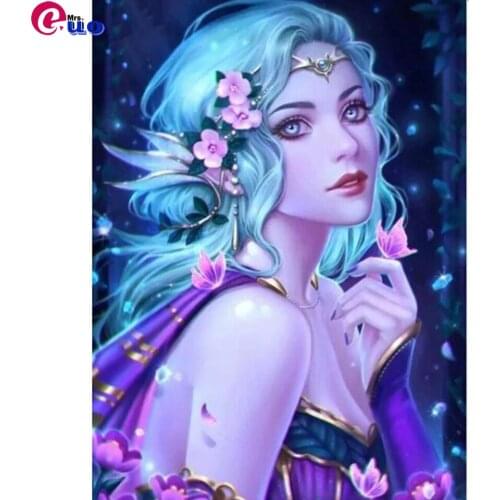 5D DIY Diamond Painting Beautiful Flower Women By Numbers Drawing EmbroideryRhinestone Full Drill Wall Art Home Decor Gifts