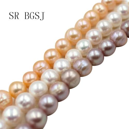 Free Shipping BGSJ 4 Colors AA Grade 9-10mm Round Freshwater Pearl Wholesale Jewelry DIY Beads Strand 15"