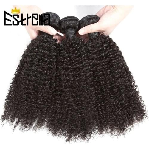 Brazilian Kinky Curly Human Hair Bundles 1/3/4 Pcs Remy Human Hair Weave Kinky Curly Bundles Natural Color 8"-28"Hair Extensions