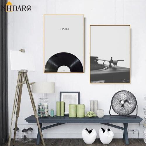 Black White Music Theme Decor Style Guitar DJ Poster and Prints Canvas Painting Pictures for Living Room Wall Art Home Decor