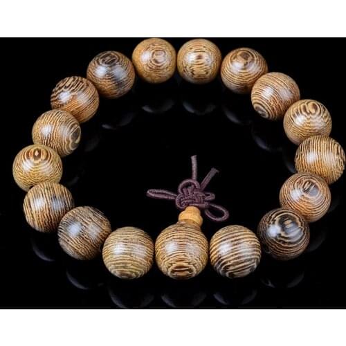 15mm Wood Tibet Buddha Buddhist Prayer Beads Bracelet Mala Bangle Wristband