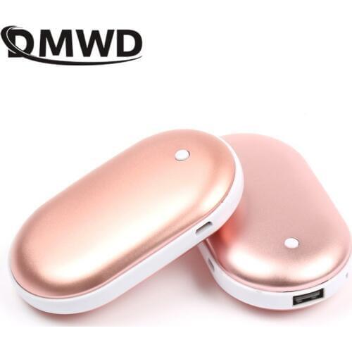 DMWD 2 In 1 Mini USB Rechargeable Hand Warmer portable 5200mAh Power Bank 3 level adjustable Travel Long-Life Pocket Hand Warmer