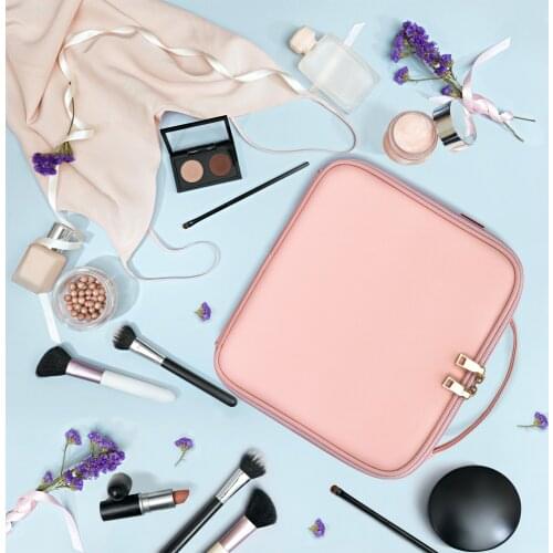 Travel Makeup Bag Women Cute Makeup Case Professional Cosmetic Bag Organizer with Adjustable Dividers Tools Large Toiletry Bags