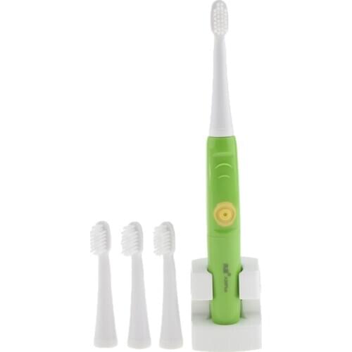 Electric Toothbrush Oral Care Tooth Brush with Charger Base + 3 Brush Head for Children Kid Ultrasonic Sonic Electric Toothbrush