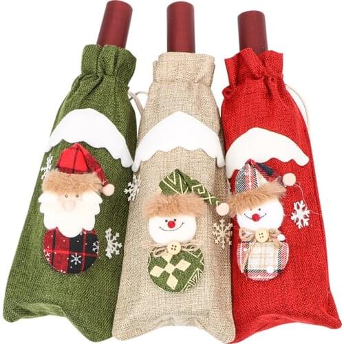 HILIFE Christmas Candy Bag Red Wine Bottle Cover Bag Table Dinner Decor Best Gifts Gift Bag Snowman Christmas Cute Cartoon