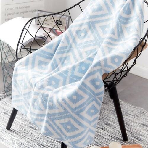 130x160cm Cotton Knitted Blanket Super Soft Warm Sofa Office Air Conditioning Blanket Travel Blankets Cover Geometric Portable