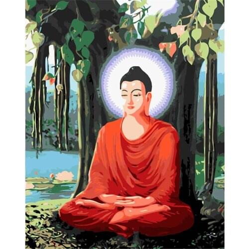 Buddha Statue Illustration Printed 11CT Cross Stitch DIY Embroidery Full Kit DMC Threads work Sewing Knitting Stamped