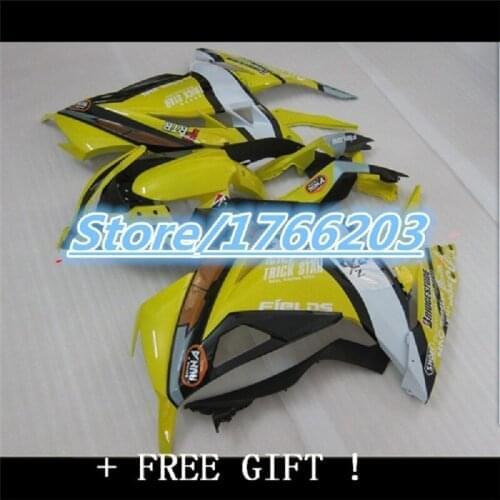 Custom For KAWASAKI NINJA 300R Yellow white black ZX300R 2013 2014 ZX300R EX300 EX 300 EX300R 13 14 Fairing