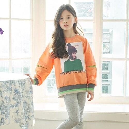 Korean Style Kids Girls Long Sleeve Suits 8 10 years Print Tops Leggings Girls Outfit