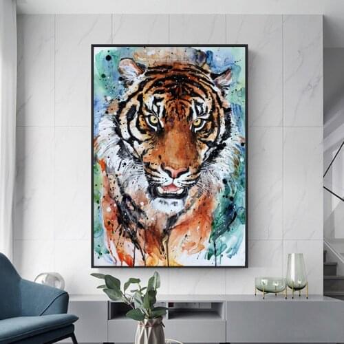 Colorful Tiger Posters and Prints on Canvas Painting Large Animal Wall Art Picture for Living Room Home Design Decor Gift