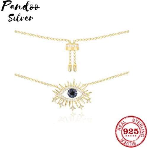 Fashion Charm Sterling Silver Copy 1:1 Copy,Yellow Silver Lucky Eye Necklace Necklace Women 2021 Luxury Jewelry Gift With Logo
