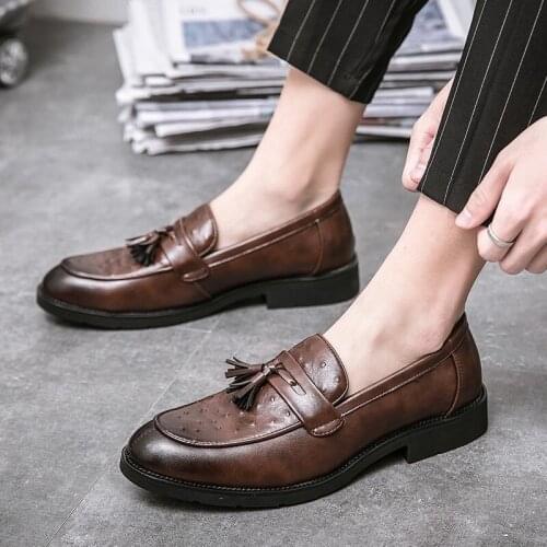 Men Loafers Leather Shoes Mens Flats Moccasins Footwear Wedding Party Office Loafers Casual Shoes Comfort Big Size 38-47