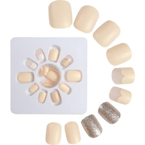 24pcs Removable False Nail Artificial Tips Set Full Cover for Short Decoration Press On Nails Art Fake Extension Tips
