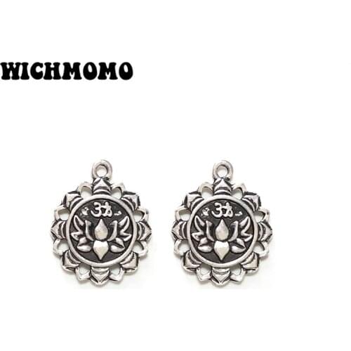 New Fashion 10pieces/bag 22mm Zinc Alloy Round Lotus Design Charms Pendants DIY Necklaces Bracelets Jewelry Accessories