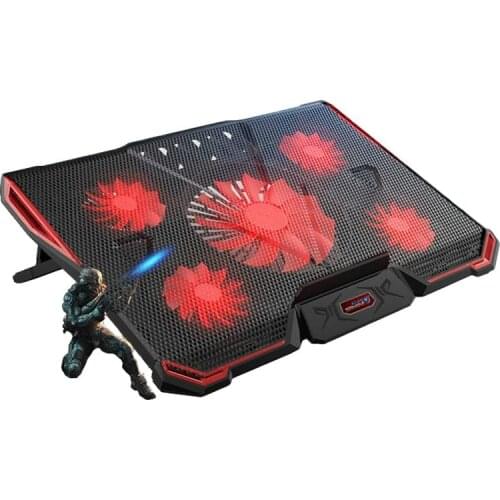 5 Fans Laptop Cooling Pad Air-cooled with 2 USB Ports Adjustable Holder for 12 15 17 inch Laptop PC Notebook Cooler