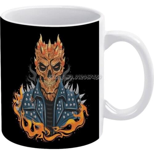 Flaming Fire Punk Skull Demon Devil Biker Coffee Mugs New Print Designer Cushion Cover Square Pillowcases Home Decor Punk Demon