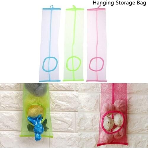 Hanging Mesh Garbage Bag Storage Organizer Dispenser Kitchen Wall Mounted Reusable Grocery Bags Holder Kitchen Accessories