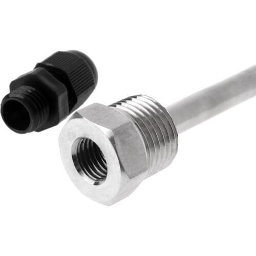 Thermowell Immersion Sleeve Pocket Stainless Steel 304 BSP 1/2" for Max 6mm Wire PT100 PT1000 NTC10K NTC50K Pipe L30-L200mm