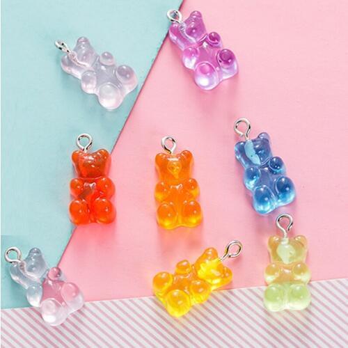 Popular Lovely Bear Candy Pendants DIY Earrings Gummy Charms Jewelry Necklace Gifts 10Pcs/Set