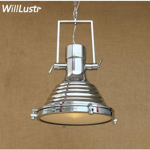 RH MARITIME PENDANT LIGHT POLISHED Iron vintage industry hotel restaurant cafe bar loft illuminate chrome bronze lamp fixture