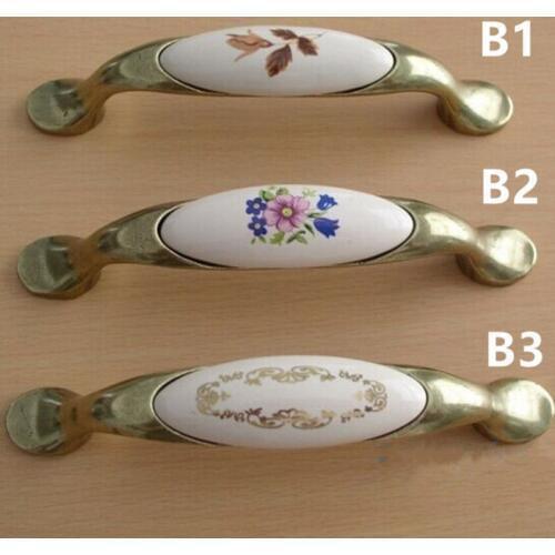 Rural ceramic drawer knobs bronze kitchen cabinet pull knob 96mm antique brass dresser door handle Retro furniture hardware knob