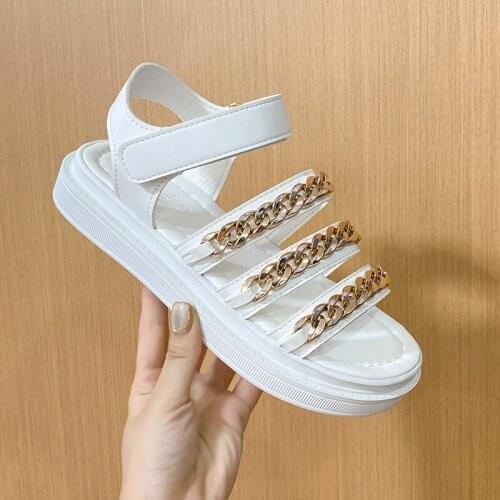 2021 Summer New Womens Sandals Korean Version of Open-toed Shoes Thick Flat Bottom with Magic Sticker Sandals Platform Shoes