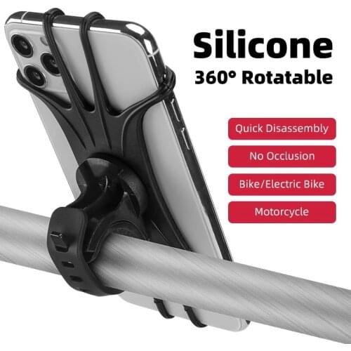 Silicone Bicycle Phone Bracket 360° Rotatable Mountain Bike Phone GPS Navigation Motorcycle Stand Anti-Drop Cycling Accessories