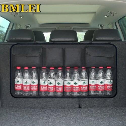 Car SUV Trunk Seat Back Bag Organizer Adjustable Backseat Storage Bag Net Big Capacity Foldable Auto Stowing Tidying Accessories