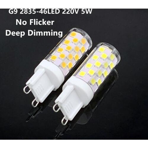 No Flicker 5W Led Ceramic bulb mini corn G9 AC220V 240V Deep Dimming 46leds SMD2835 Energy Saving Replace Halogen Lamp 10pcs