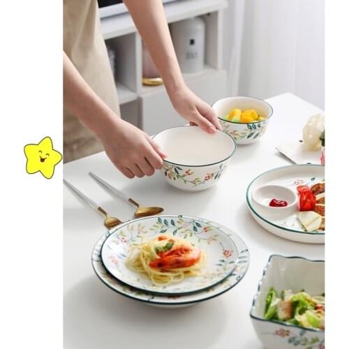 Ins Style Dishes Home Kitchen Tableware Exquisite Plate Japanese Tableware Cute Ceramic Rice Bowl