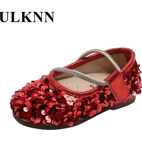 Shoes for Girls Paillette Flats Autumn Princess Shoe Children Peas Shoes New Elementary School Single Shoes Size 21-30