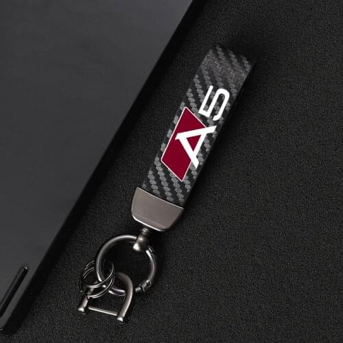 High-Grade Leather Car KeyChain 360 Degree Rotating Horseshoe Buckle Jewelry Key Rings for audi A5 car Accessories