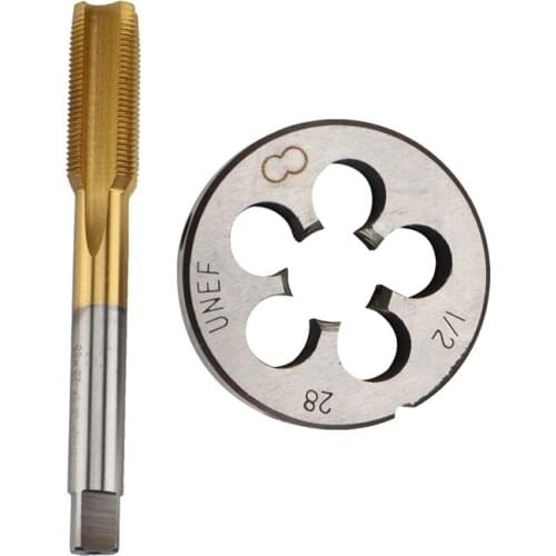 High Hardness UNF 1/2 -28 HSS Titanium Coated Tap & Round Die Set Right Hand Thread Tool for Mold Machining