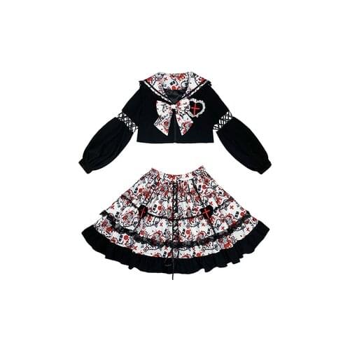 Japanese Harajuku Girls Gothic Black Lolita Skirt Autumn Punk Sweet Fashion Kawaii Bloody Cake Mini Skirts JK Uniform New