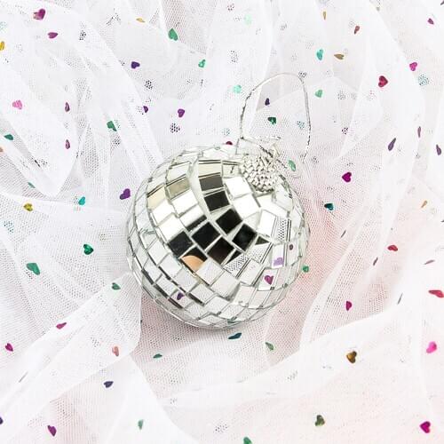 Silver Color Mirror Ball 4/5cm Reflective Light Glass Ball Drop Decorative Ball Bar Disco Festival Party Christmas Accessories