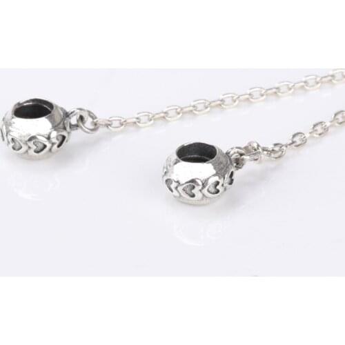 Bewill Hot Sale 100% S925 sterling silver heart to heart love safety chain Charm Fit Original Beads Bracelet Jewelry