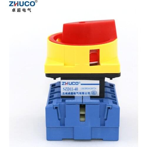 ZHUCO SZD11-40/400010 40Amp 4 Poles ON-OFF 2 Positions Isolator Load Break Disconnect Universal Power Cut Off Padlock Switch