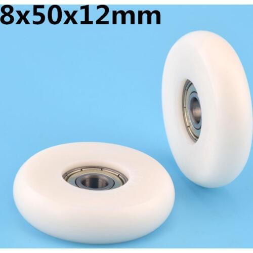 1Pcs 8x50x12 mm Nylon Plastic Wheel With Bearings POM Spherical cam bearing
