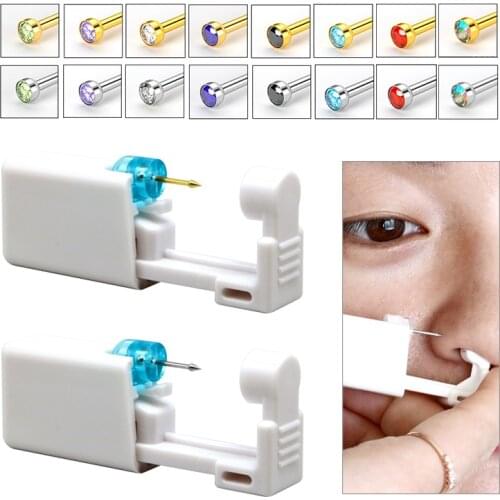 1PC Gold Silver Color Nose Studs Piercing Gun Disposable Safe Sterile Nose Piercing Unit Piercer Tool Body Piercing Jewelry 18G