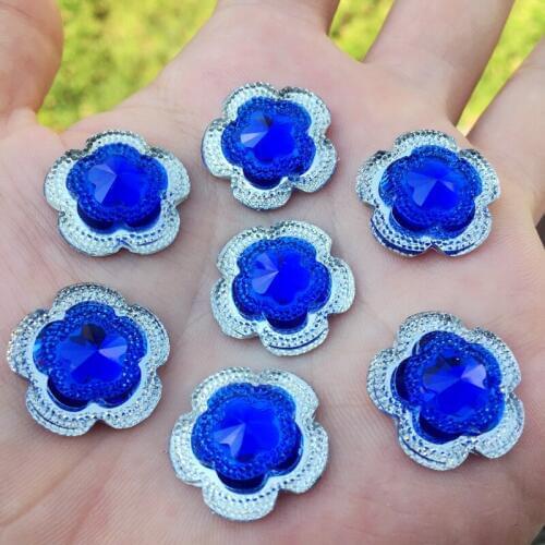 10pcs 19mm AB Clear Flower Double color Resin Rhinestone Flatback Gems Strass Crystal Stones For Dress Crafts Decorations -Z251