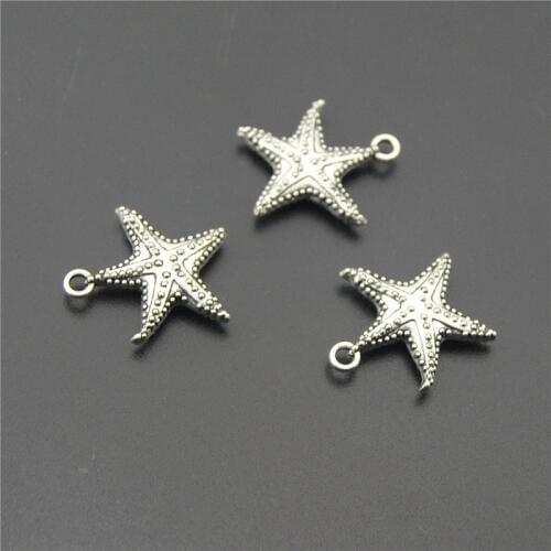 10pcs Silver Color Starfish Charms Sea Star Pendant For DIY Jewelry Making Findings A2211