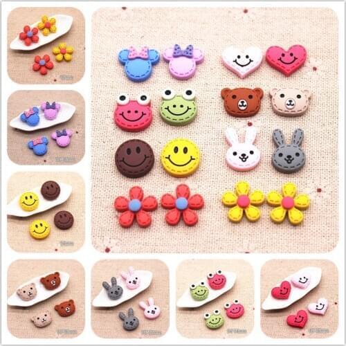 20pcs Cute New Exquisite Resin Mini Heart/Smile face/Bear/Bunny/Frog/Flower Flatback Cabochon DIY Craft Home Decor Accessories