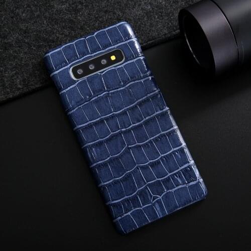 3D Crocodile Texture Genuine Leather Case for Samsung S10 Plus Luxury Silicone Back Cover Case