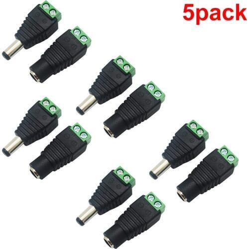 5pcs Female + 5 pcs Male DC connector 5.5 X 2.1mm Power Jack Cable Connector Adapter Plug for 3528/5050 single color led tape