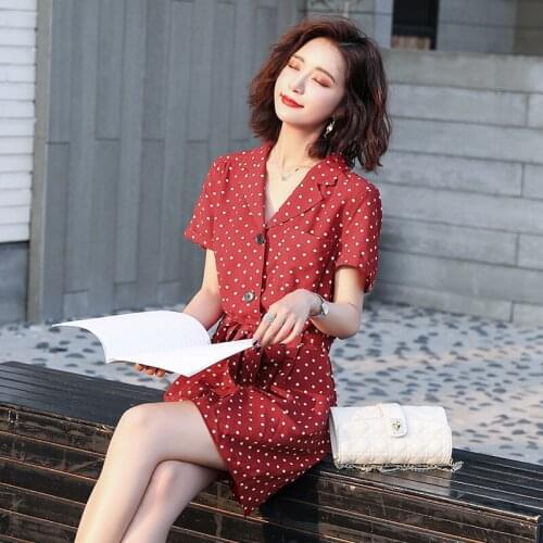 One-Piece Shorts Leisure Summer 2020 Lapel Collar Short Sleeve Single-Breasted Waist Lace Slim One-Piece Shorts Female